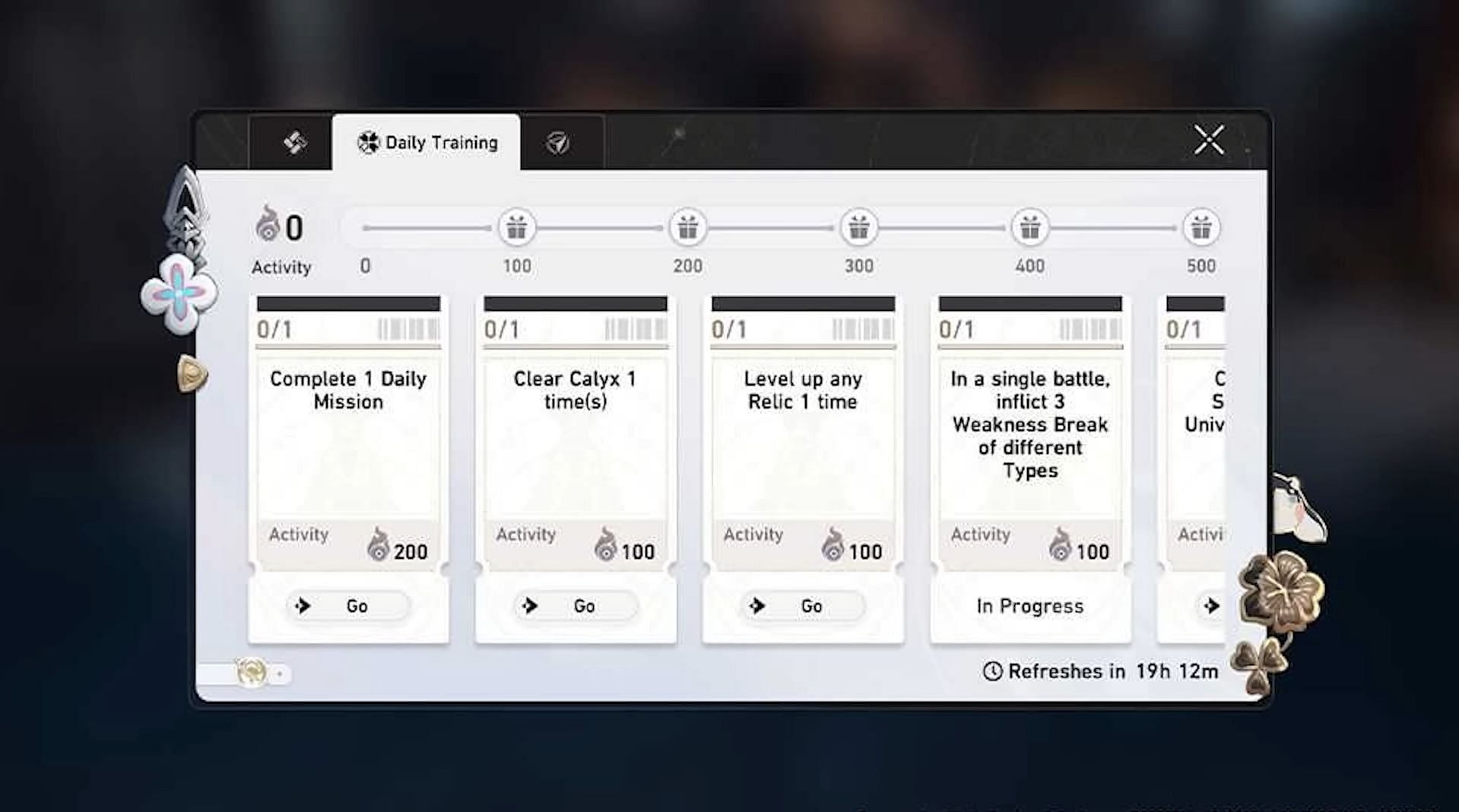 Daily missions screen (Image via Honkai Star Rail)